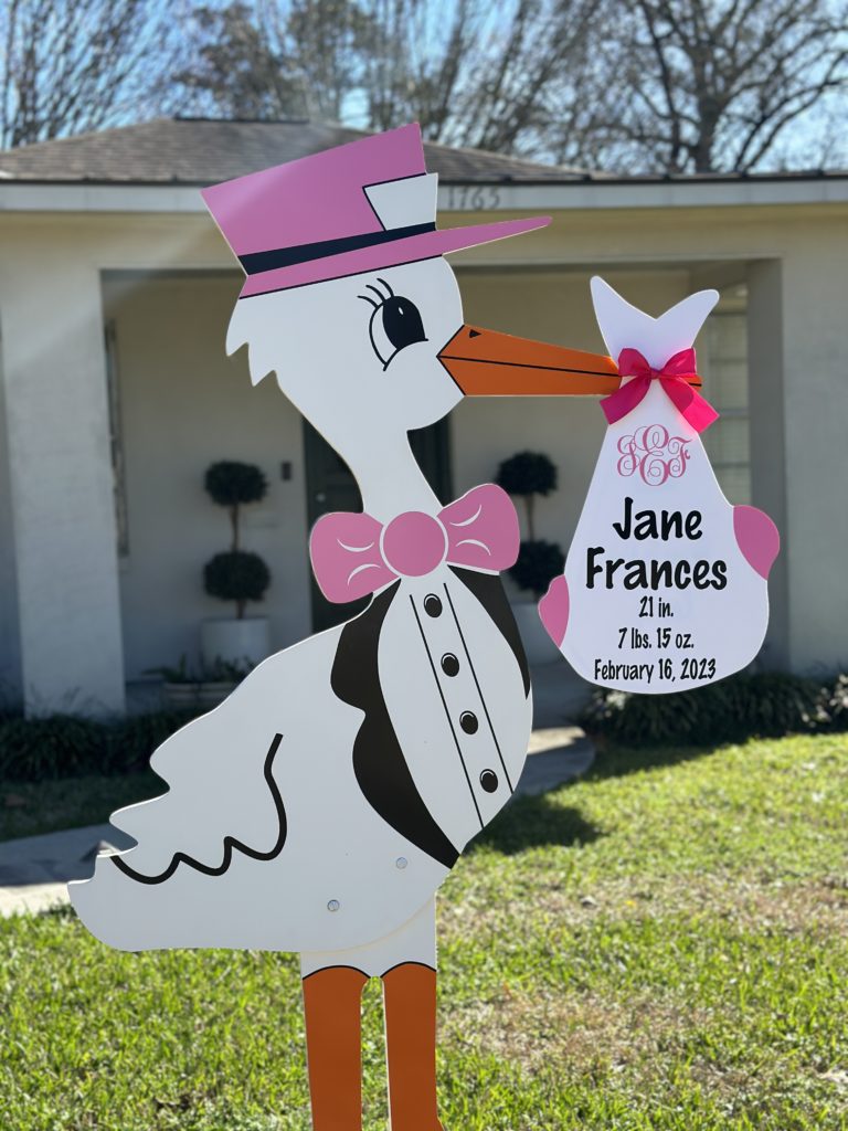 Stork Birth Announcement Personalized yard sign
