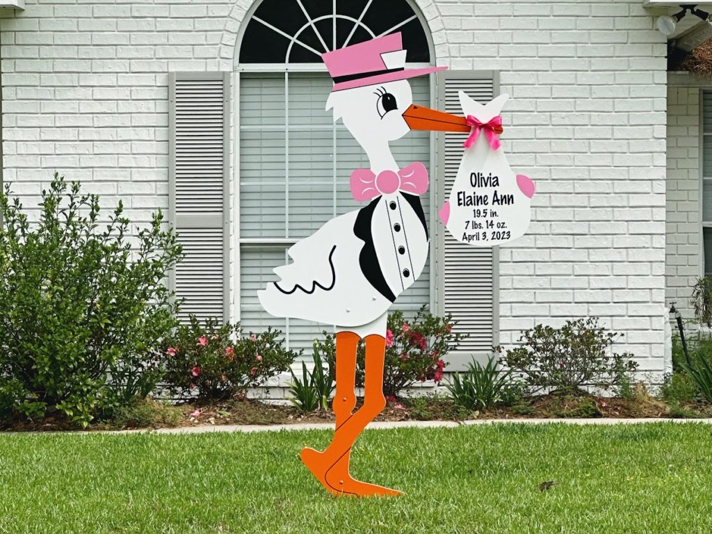 Yard Signs- St. Tammany LAPersonalized Stork Yard Sign Rental Birth Announcement